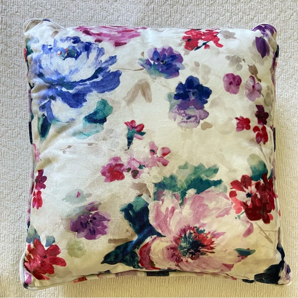 Velvet Floral Decorative Pillows 2pc Set